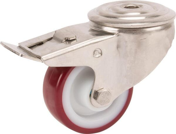 Pasukamas ratukas su stabdžiu, poliuretaninis, 100x32 mm, nerūdijantis plienas, vieno varžto tvirtinimas, apkrova 150 kg, Tente – 8477UAD100P3013