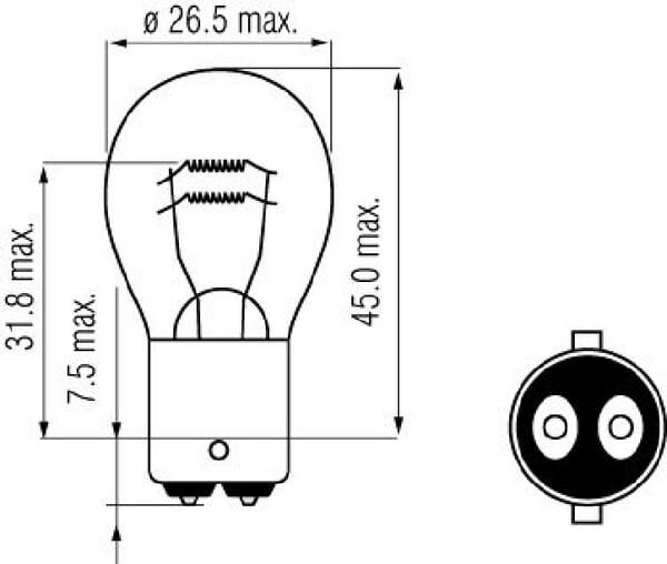 Lemputė S25 12V 18W/5W BAY15d Kramp B1256 - Image 3