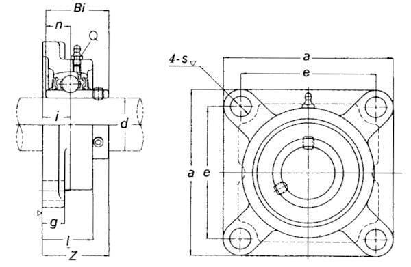 Kvadratinis flanšinis guolio mazgas, pilnas komplektas UCF212GP - Image 2