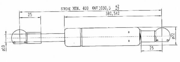 Dujinė spyruoklė L1030.5 mm 335 N Stabilus CA711616 - Image 5