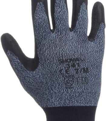 Darbo pirštinės Showa OptiGrip, melsvos ir pilkos, nailono ir poliesterio, 27 cm, dydis 9/L, HS3419