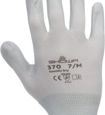 Nailoninės darbo pirštinės Showa Assembly Grip, baltos, 23 cm, dydis 7/M, HS3708