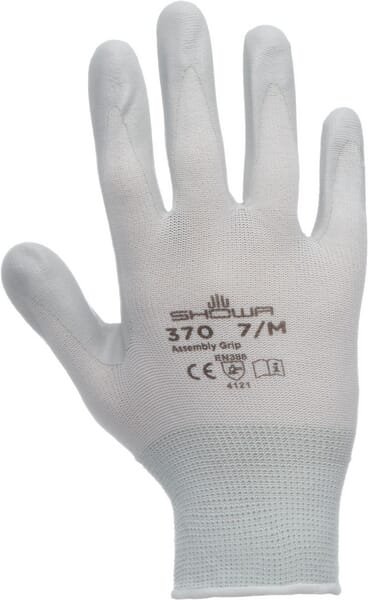 Nailoninės darbo pirštinės Showa Assembly Grip, baltos, 23 cm, dydis 7/M, HS3708