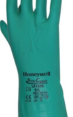Nitrilinės darbo pirštinės Honeywell NitriGuard Plus, žalios, 33 cm, dydis 11/2XL, HSLA132GXXL