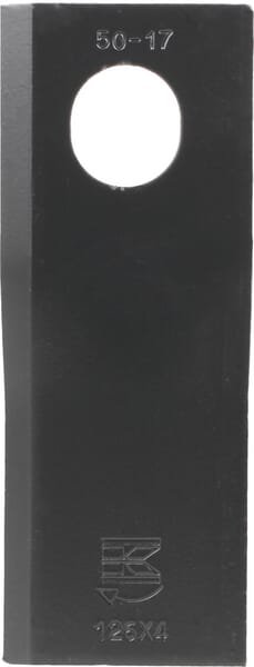 Dešinysis šienapjovės peilis (RH), 126 × 47 × 4 mm, ovali skylė 23,0 × 20,5 mm, tinka Taarup, 25 vnt. pakuotė, KT5611040001KR