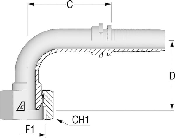 Įdėklas DN10–3/8 BSP 90° PFN10690