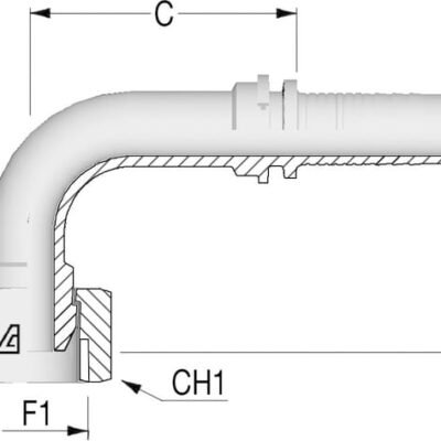 Įdėklas DN13–1/2 BSP 90° PFN13890