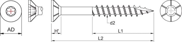 Medvaržtis plokštėms 5x25mm TX25, įleidžiama galvutė, Kramp SPT525 - Image 2