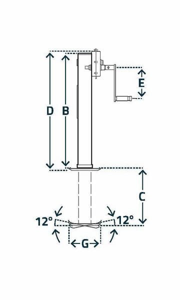 Atraminės kojos šoninė rankena 110x980mm 2 greičių su reduktoriumi STRKRA1200FL - Image 2