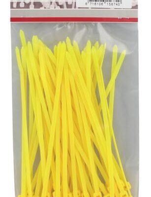 Kabelių rišiklis 3.6x140mm, geltonas, poliamidas, maks. Ø33mm, pakuotė 50, Kramp TRBL36140YEL