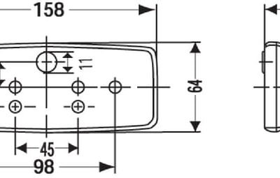 Galinis žibintas Hella dešinysis 158 x 51 x 64 mm stačiakampis 12/24 V raudona/oranžinė (2385161)