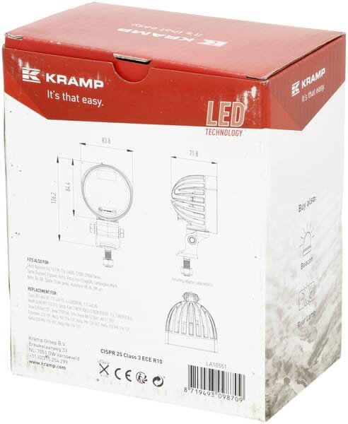 Work žibintas LED, 40W, 4000lm, round, white, 10/30V, AMP kištukas, 4 LED's, 360 degrees, Kramp LA10551 - Image 11