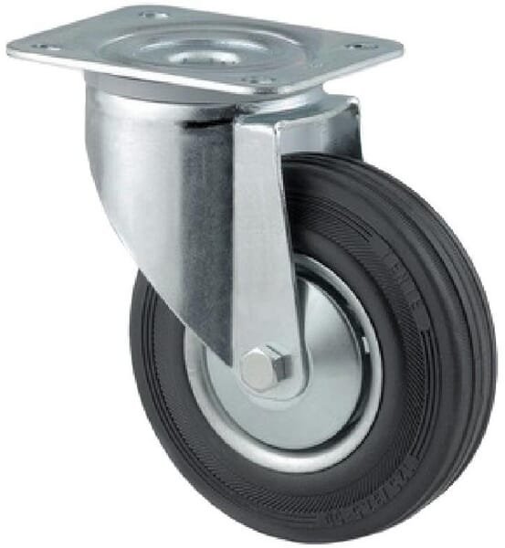 Pasukamas ratukas, Tente, guminis ratas, Ø 160x40 mm, plokštė 137x105mm, apkrova 135 kg – 3470DVR160P63 - Image 3