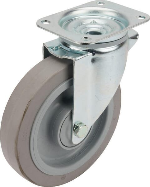 Pasukamas ratukas, Tente, guminis ratas, Ø 200x46 mm, plokštė 137x105mm, apkrova 400kg – 3470UFP200P63 - Image 2