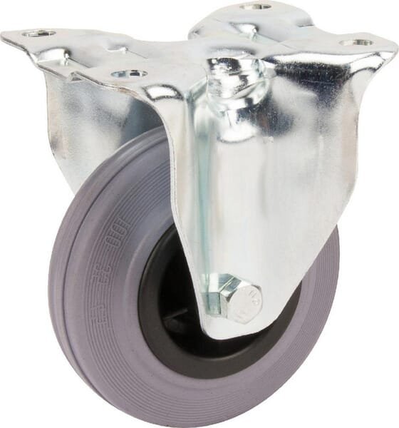 Fiksuotas ratukas, Tente, guminis ratas, Ø 100x35 mm, plokštė 103x85mm, apkrova 75 kg – 3478PIR100P62 - Image 4